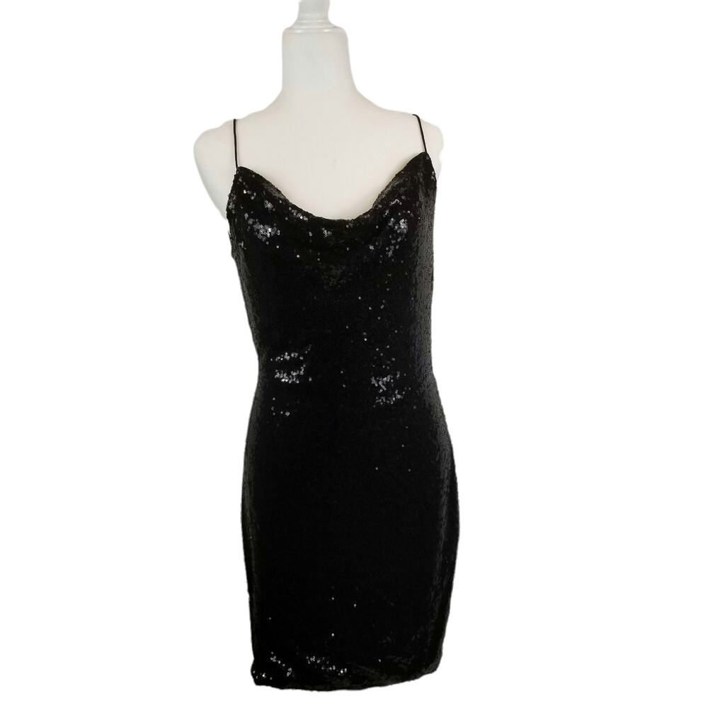 Bear Dance Dolls Kill Black Sequin Backless Cocktail Dress Size L